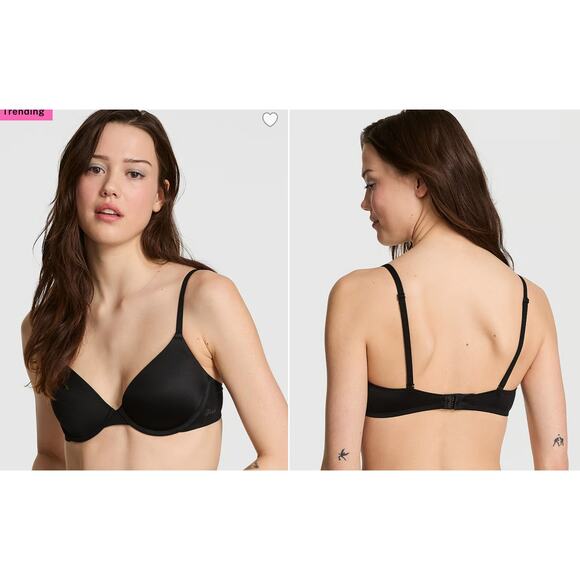 Victoria's Secret PINK Wear Everywhere Lightly Lined 36B Black Bra Underwire - Picture 1 of 12